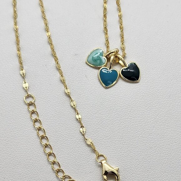 Jewelry - Brand New Sterling Silver 925 Three Blue Hearts Necklace